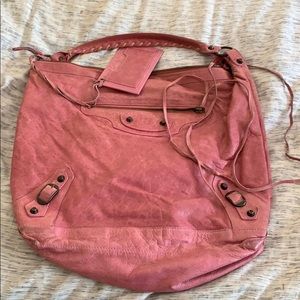 Balenciaga giant work pink shoulder bag